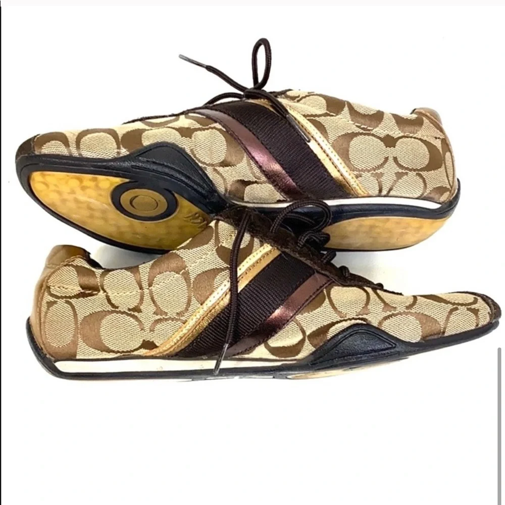 Coach Signature Sneakers Jayme Brown W/ Gold Trim